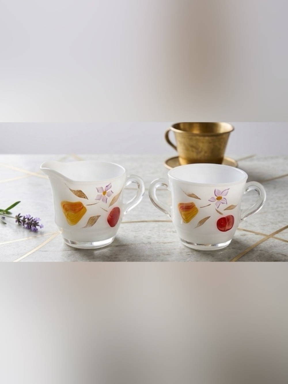 Vintage Bartlett Collins Creamer and Sugar Set Handpainted